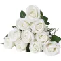 VEVOR Artificial Flowers, 120 pcs Real Looking White Foam Fake Roses Bulk, White Faux Bridal Shower with Stems for DIY Wedding B