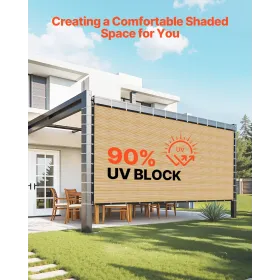 VEVOR 90% Sun Shade Cloth, 12 x 20 ft Pergola Shade Cover with Stainless Steel Grommets, Sun Shades Canopy Privacy Screen with 1