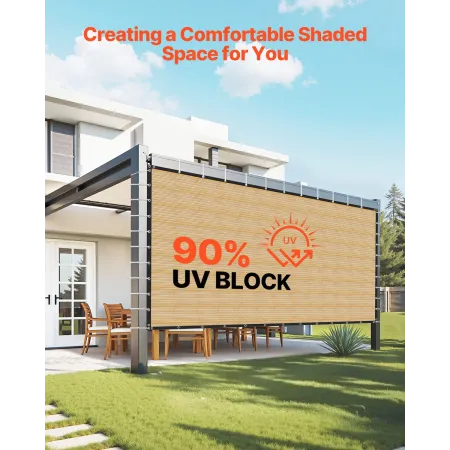 VEVOR 90% solskærmsklud, 12 x 20 fod pergola-skærmbetræk med tyller af rustfrit stål, solskærme til solskærm med 1