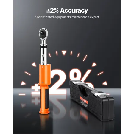 Digital Torque Wrench, 3/8 Inch Drive, 0-99.57 lbf-ft / 0-135 N.m, 72-Tooth, ±2% High Accuracy Electronic Torque Wrench with Pre