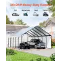 Heavy Duty Metal Carport, 5.8 x 7.45 x 3.77 m Outdoor Carport with Sturdy Frame & Roof, Car Garage Shade with Removable Sidewall