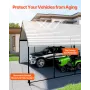 VEVOR Heavy Duty Metal Carport, 5.8 x 7.45 x 3.77 m Outdoor Carport with Sturdy Frame & Roof, Car Garage Shade with Removable Si
