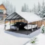 VEVOR Heavy Duty metal carport, 5,8 x 7,45 x 3,77 m udendørs carport med robust ramme og tag, bilgarage skærm med aftagelig Si