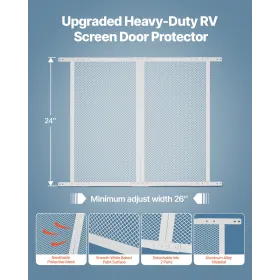RV Screen Door Protector, 660.4 x 609.6 mm Door Grille, Easy to Install and Disassemble, Reinforced Breathable Protective Mesh, 