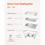 VEVOR Chafing tallerkenbuffetsæt, 8 Qt 6 Pack, Rustfrit stål Chafer med 6 fuld størrelse pander, rektangel Catering Warmer