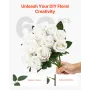 VEVOR Artificial Flowers, 60 pcs Real Looking White Foam Fake Roses Bulk, White Faux Bridal Shower with Stems for DIY Wedding Bo