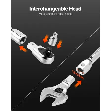 VEVOR Adjustable Click Torque Wrench, 1/2 Inch Drive, 20-160 lbf-ft/27.1-216.8 N.m, Dual-direction and Dual Range Scales, 72-Too