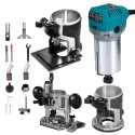 AX Moment Variable Speed ​​30.000 o/min kompakt router med Collets 1/4 "& 3/8" 1 x Plunge Base & 1 X Tilt Base 220V