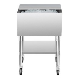 Commercial Ice Bin 61.6 L Ice Chest on Wheels with Bottom Storage Tray
