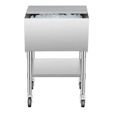 Commercial Ice Bin 61.6 L Ice Chest on Wheels with Bottom Storage Tray