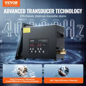 VEVOR 6L Ultra Sonic Cleaner, 180 W digital ultralydsrensemaskine med skånsom tilstand og opgraderet afgasning, 40 kHz