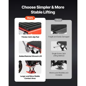 VEVOR Motorcycle Lift, 1200lbs Weight Capacity, Wide Deck Motorcycle Scissor Jack, 4.1-15 in Height Range, Heavy Duty Steel Bike