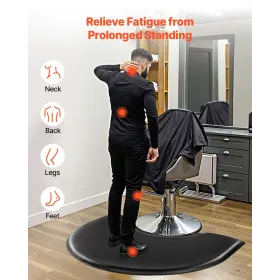 VEVOR Salon Mat for Hair Stylist, 1220 x 930 mm Semi-circle Salon Chair Mat, 25mm Thickened Anti Fatigue Barber Shop Floor Mat w