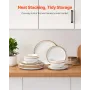 Dinnerware Set, Service for 4 People, Round Plates and Bowls Sets, Scratch Resistant Ceramic Dinner Ware, Dishwasher and Microwa