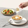 porcelænssæt, service til 4 personer, runde tallerkener og
