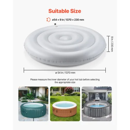 VEVOR Inflatable Hot Tub Cover, 4.5 Ft / 137 cm Round Hot Tub Cover Protector, Insulated Spa Covers for Inflatable Hottub, Weath