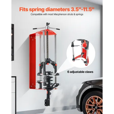 VEVOR Strut Spring Compressor, 4-level Adjustment, Strut Compressor with Versatile Mounting Options & Multi-Purpose Hooks for Co
