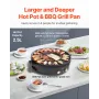 VEVOR Hot Pot with Grill, 1800W 2-in-1 Electric Smokeless Grill and Hot Pot, Korean BBQ Shabu Shabu Hotpot with Separate Dual Te