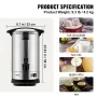 Commercial Coffee Urn, 65 Cups Stainless Steel Large Coffee Dispenser, 1500W 220V Electric Coffee Maker Urn For Quick Brewing, H
