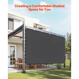 VEVOR 90 % solskærmsklud, 10 x 10 fod pergola-skærmbetræk med tyller i rustfrit stål, solskærme til solsejl privatskærm med 1
