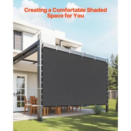 VEVOR 90 % solskærmsklud, 10 x 10 fod pergola-skærmbetræk med tyller i rustfrit stål, solskærme til solsejl privatskærm med 1