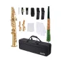 VEVOR Straight Soprano Saxophone, B Flat, Brass Saxophone Beginner Kit with Carrying Case, Mouthpiece, Cleaning Cloth Rod, Glove