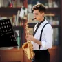Alto Saxophone, E Flat, Brass Saxophone Beginner Kit with Carrying Case, Mouthpiece, Straps, Cleaning Cloth Rod, Gloves, Grease,