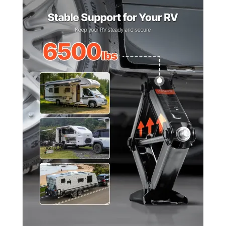 VEVOR 6500 lbs RV Scissor Jacks, 4-23.4 in RV Stabilizer Leveling Scissor Jacks, Set of 4, Heavy Duty Stabilizer Jack with Crank