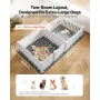 Dogs Whelping Box, 93.3x48.4x18.1 inch, Plastic PVC Puppies Playpen with Height Adjustable Door and Washable Pee Pad, 2-Room Lay