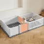 VEVOR Dogs Whelping Box, 93.3x48.4x18.1 inch, Plastic PVC Puppies Playpen with Height Adjustable Door and Washable Pee Pad, 2-Ro