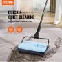 VEVOR Carpet Sweeper Manual, Floor Sweeper with 300 ml Dustbin Capacity Easy to Empty, 17 cm Cleaning Width for Home Office Carp