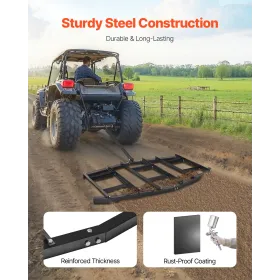 VEVOR Drag Harrow, 84" Width Tow Behind Drag Harrow, Q235 Steel Driveway Grader with Adjustable Bars & Pin Hitch, Support up to 