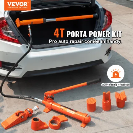 4 ton Porta Power Kit, bærbart hydraulikstik med 3,9 ft/1,2 m