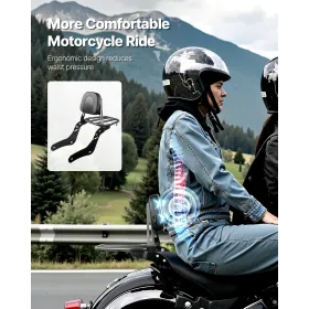 Motorcykelryglæn Sissy Bar med bagagebærer, kompatibel med