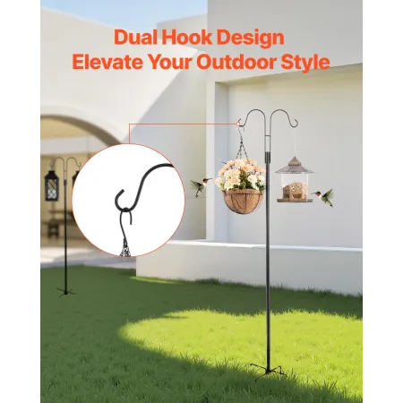Double Shepherds Hooks for Outdoor, 8 Pack 1560 mm Heavy Duty Bird Feeder Pole, 19 mm Thick Garden Hooks for Hanging Hummingbird