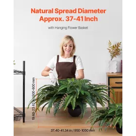 VEVOR Artificial Ferns, Natural Spread Diameter 37-41 Inch, Large Hanging Fake Boston Ferns, Sunlight Resistant Fake Plant Wall 