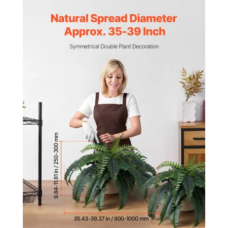 Artificial Ferns 2 Pcs, Natural Spread Diameter 35-39 Inch, Large Hanging Artificial Boston Ferns, Fake Plant Wall Decor with 35