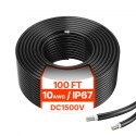 30.48m/100FT Solar Panel Extension Cable 6mmÂ²/10AWG Waterproof PV 6mmÂ² Cable Black