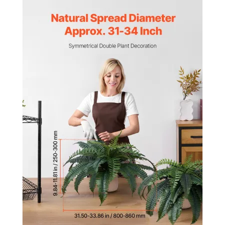 VEVOR Artificial Ferns 2 Pcs, Natural Spread Diameter 31-34 Inch, Large Hanging Artificial Boston Ferns, Fake Plant Wall Decor w