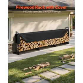 12,7 fod udendørs brændestativ med overtræk, 152 x 14,2 x 46,1 tommer, kraftig brændestativ og 600D Oxford vandtæt overtræk til