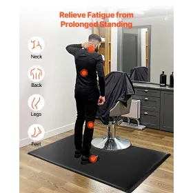 Salon Mat for Hair Stylist, 1525 x 915 mm Rectangle Salon Chair Mat Anti Fatigue, 23mm Thickened PVC + PU Barber Shop Floor Mat 