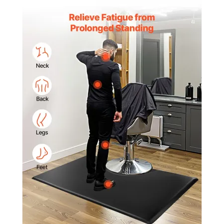 VEVOR Salonmåtte til frisør, 1525 x 915 mm Rektangel Salonstolemåtte Anti Fatigue, 23 mm fortykket PVC + PU Barber Shop Floo