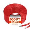30.48m/100FT Solar Panel Extension Cable 10AWG Waterproof PV 6mmÂ² Cable Red