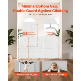 VEVOR Retractable Baby Gate, 870 mm Tall, Extends up to 1400 mm Wide, Retractable Gate for Kids or Pets, Mesh Material, Easy to 