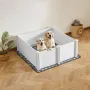 Dogs Whelping Box, 48 x 48 x 18.1 inch, Plastic PVC Puppies Playpen with Height Adjustable Door and Washable Pee Pad, Anti-Defor
