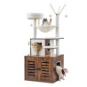 Large Cat Tree Litter Box Enclosure 2-in-1 Cat Tower Indoor Cat Play House