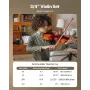 VEVOR Violin 340mm Size for Adults, Violin Fiddle Set for Beginners with Hard Case, Rosin, Bow, Shoulder Rest, Bridge, Tuner and