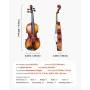 Violin 340 mm størrelse til voksne, violin violinsæt til