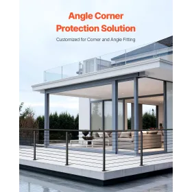 VEVOR Cable Railing Post, 914.4 x 50.8 x 50.8 mm Corner Railing Post, with L-Shaped Pre-Drilled Holes, Stainless Steel with Hori