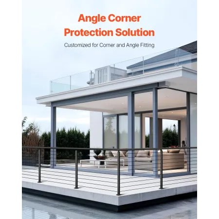 Cable Railing Post, 914.4 x 50.8 x 50.8 mm Corner Railing Post, with L-Shaped Pre-Drilled Holes, Stainless Steel with Horizontal